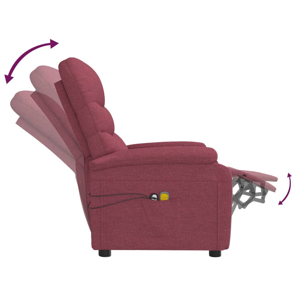 Poltrona de massagens elétrica reclinável tecido vermelho tinto