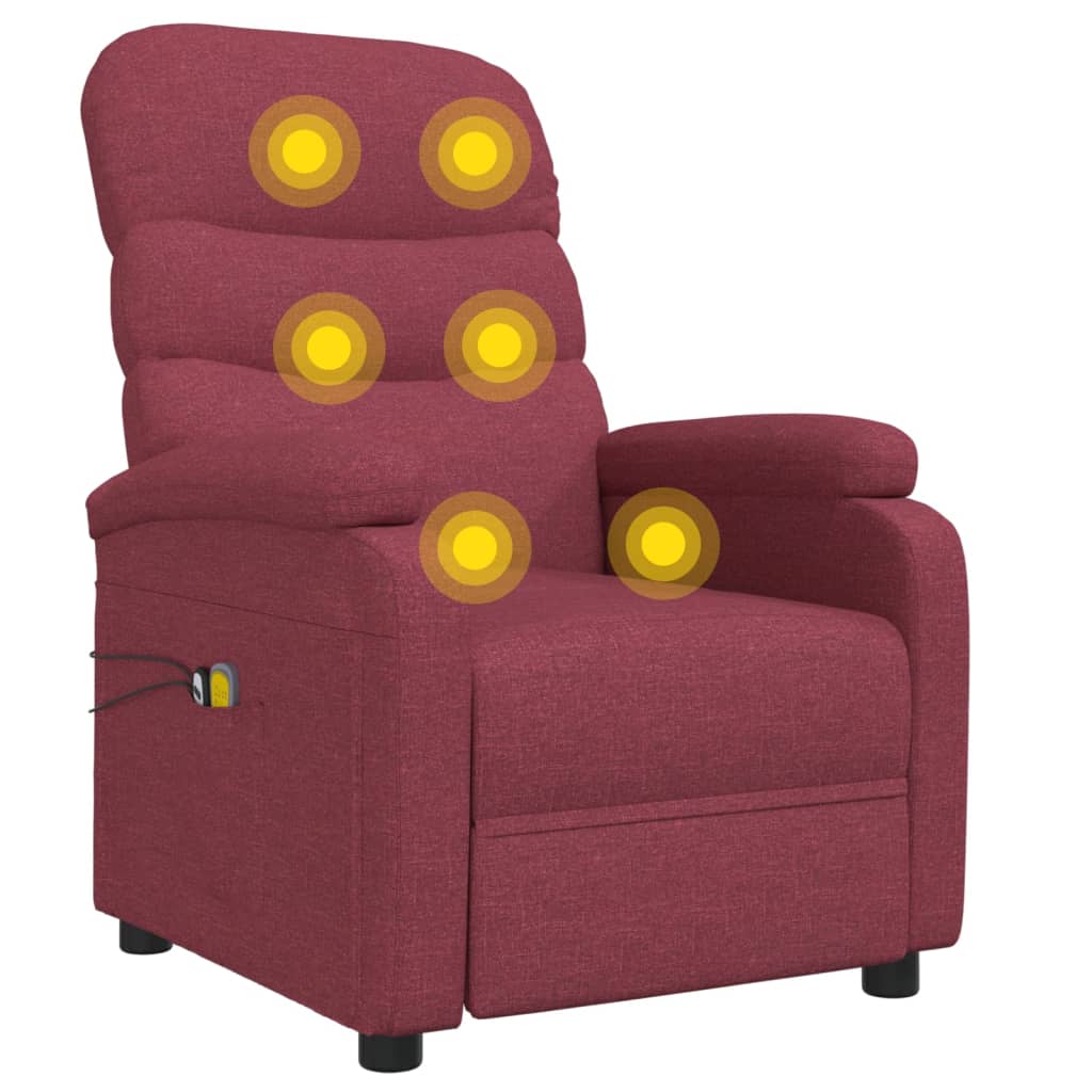 Poltrona de massagens elétrica reclinável tecido vermelho tinto
