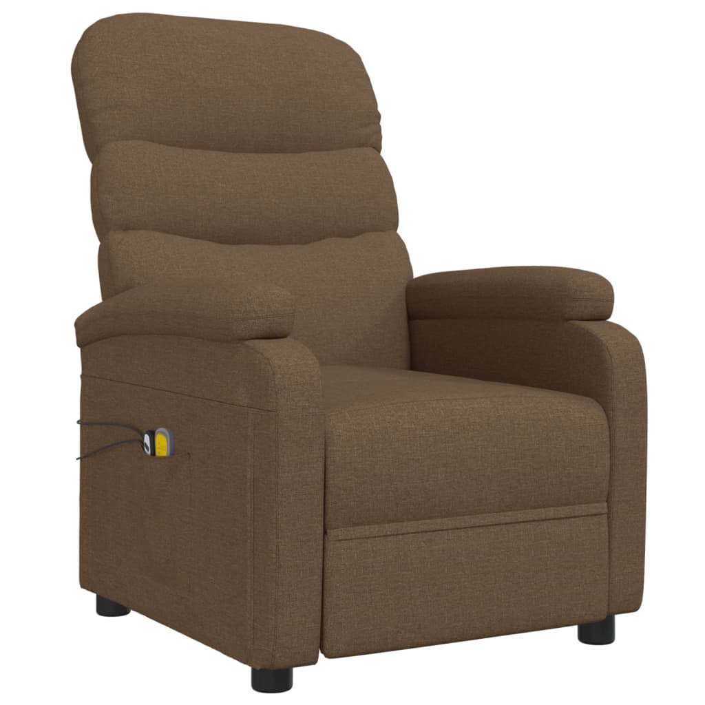 Poltrona de massagens elétrica reclinável tecido castanho