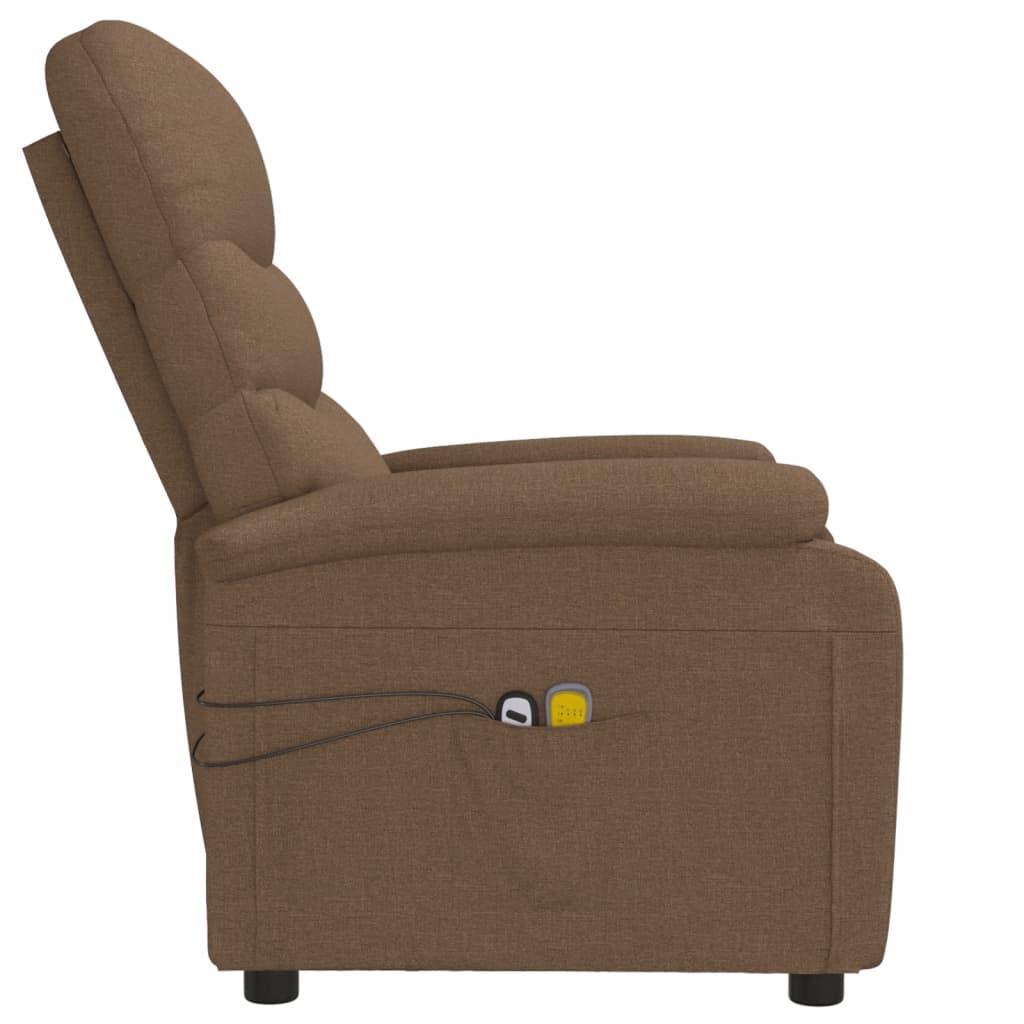 Poltrona de massagens elétrica reclinável tecido castanho
