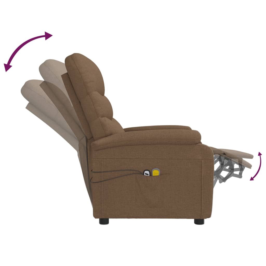 Poltrona de massagens elétrica reclinável tecido castanho