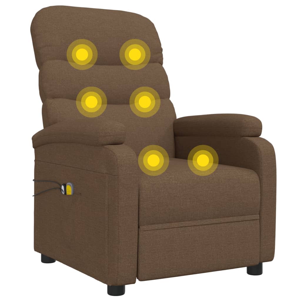 Poltrona de massagens elétrica reclinável tecido castanho
