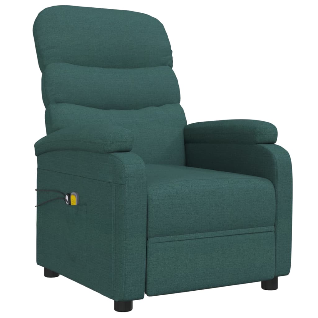 Poltrona de massagens elétrica tecido verde-escuro