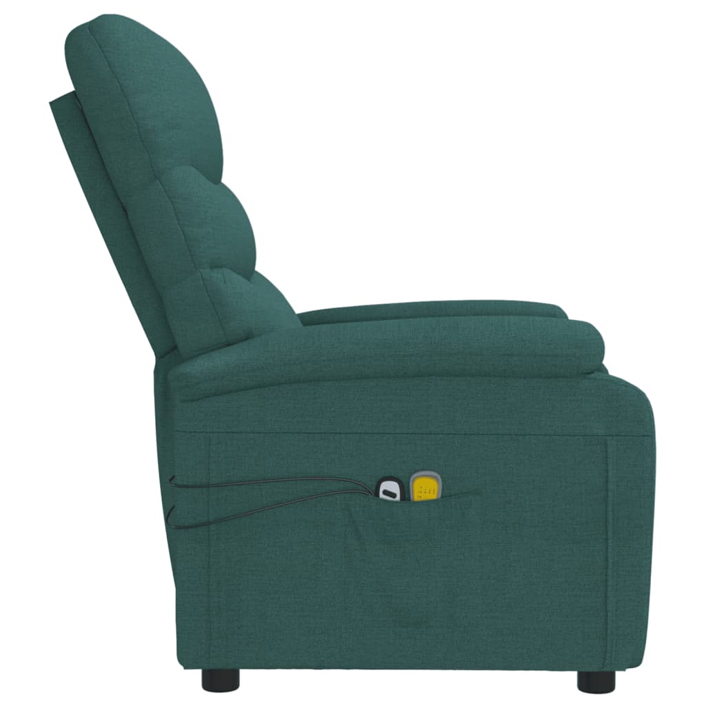 Poltrona de massagens elétrica tecido verde-escuro