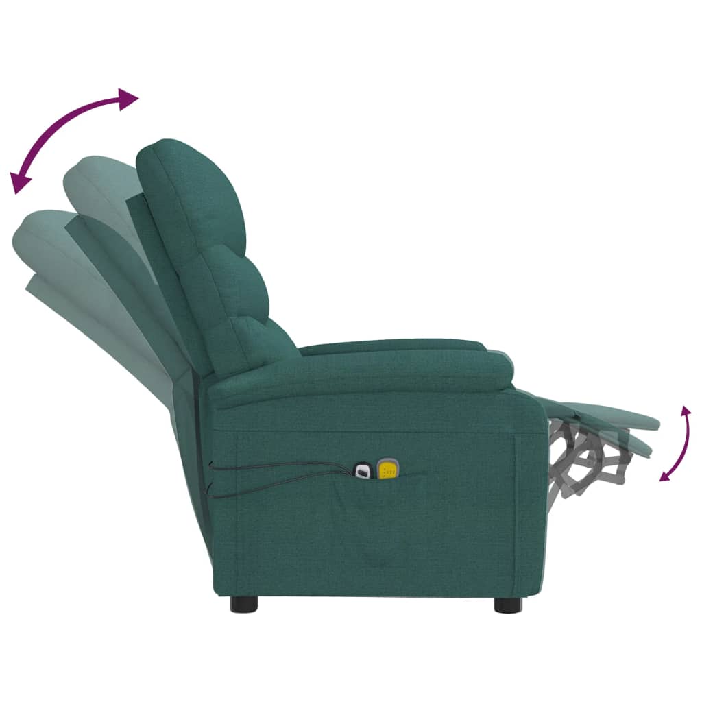 Poltrona de massagens elétrica tecido verde-escuro