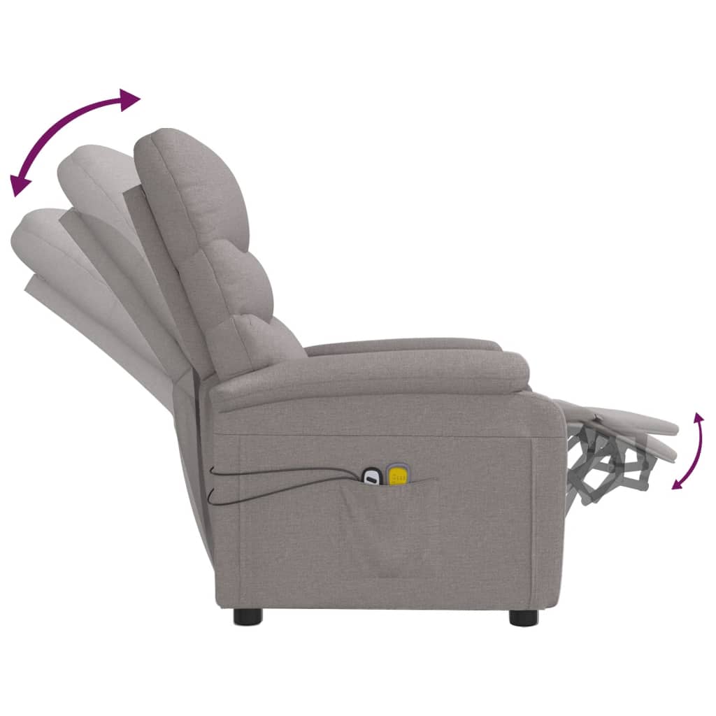 Poltrona de massagens elétrica reclinável tecido cinza-acast.