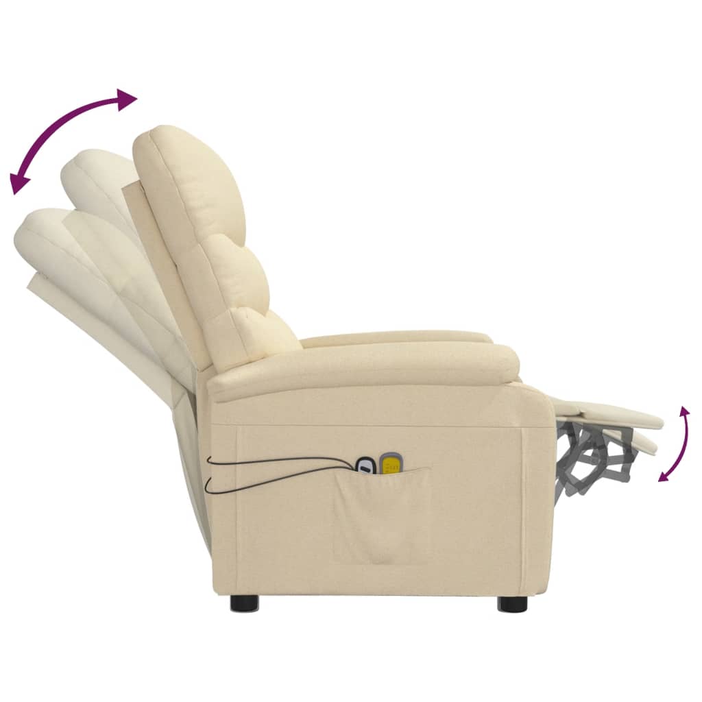 Poltrona elevatória de massagens elétrica tecido creme