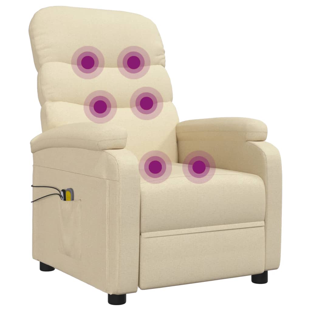 Poltrona elevatória de massagens elétrica tecido creme