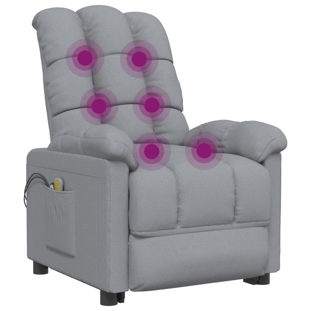 Poltrona de massagens elétrica tecido cinzento-claro