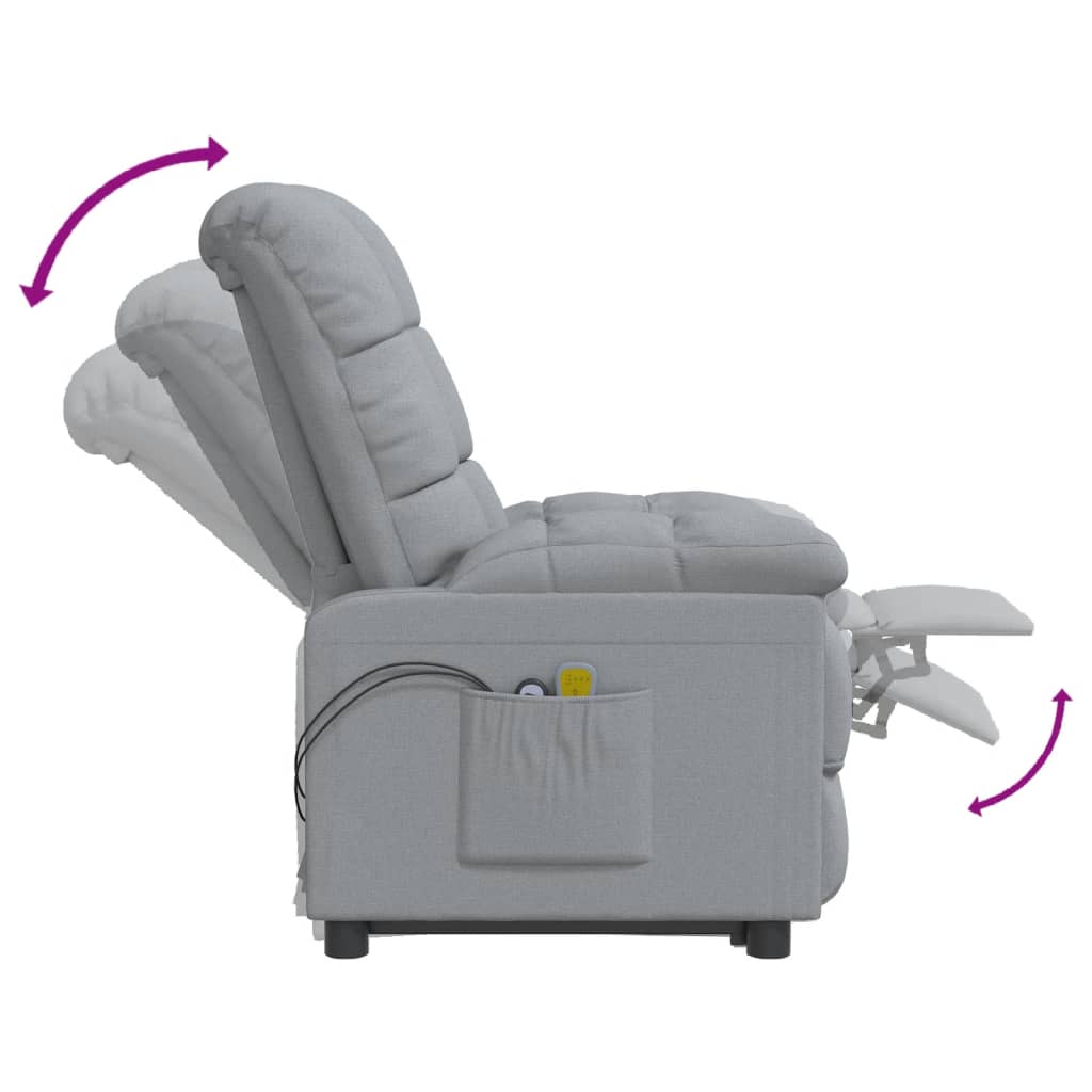 Poltrona de massagens elétrica tecido cinzento-claro