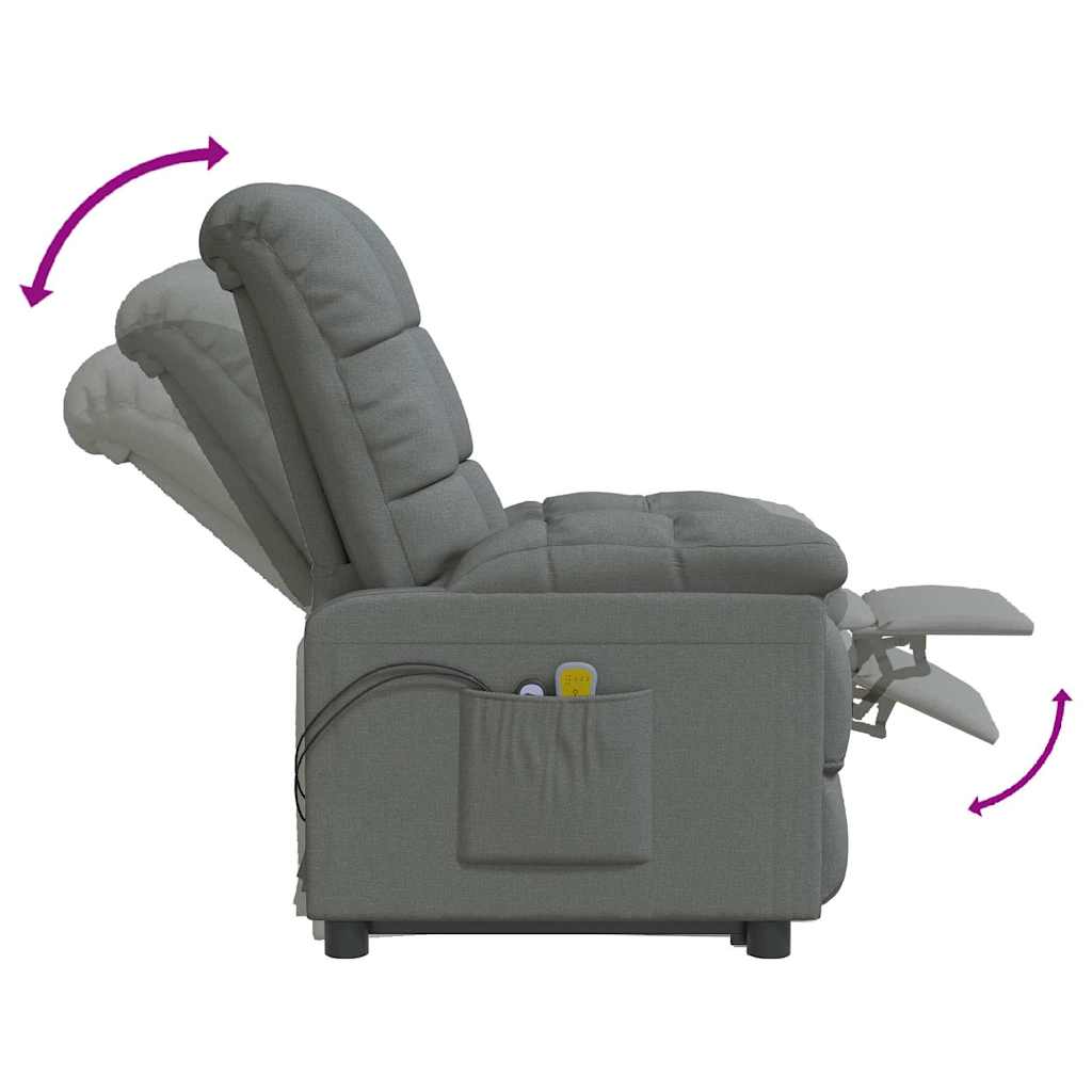 Poltrona de massagens elétrica tecido cinza-escuro