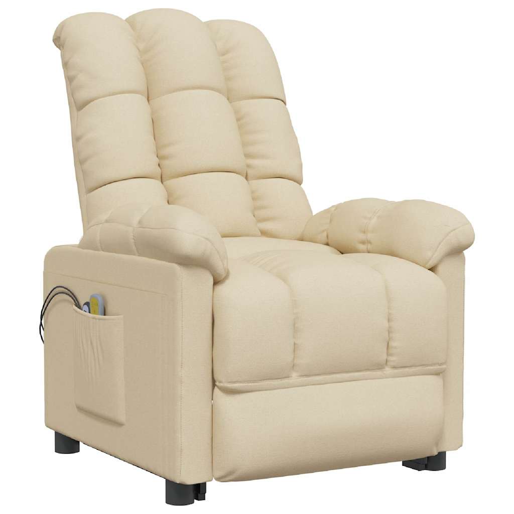 Poltrona elevatória de massagens elétrica tecido creme