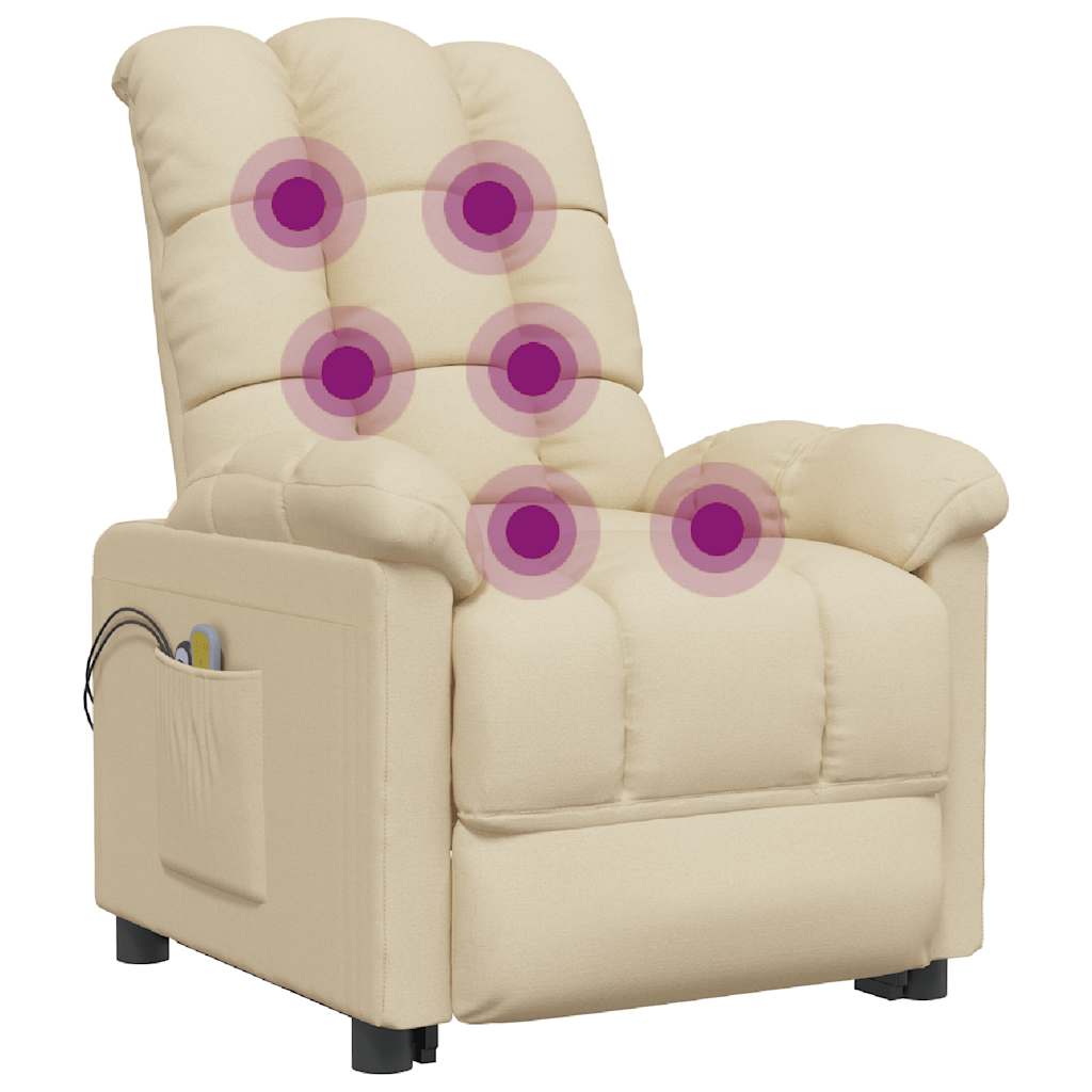 Poltrona elevatória de massagens elétrica tecido creme
