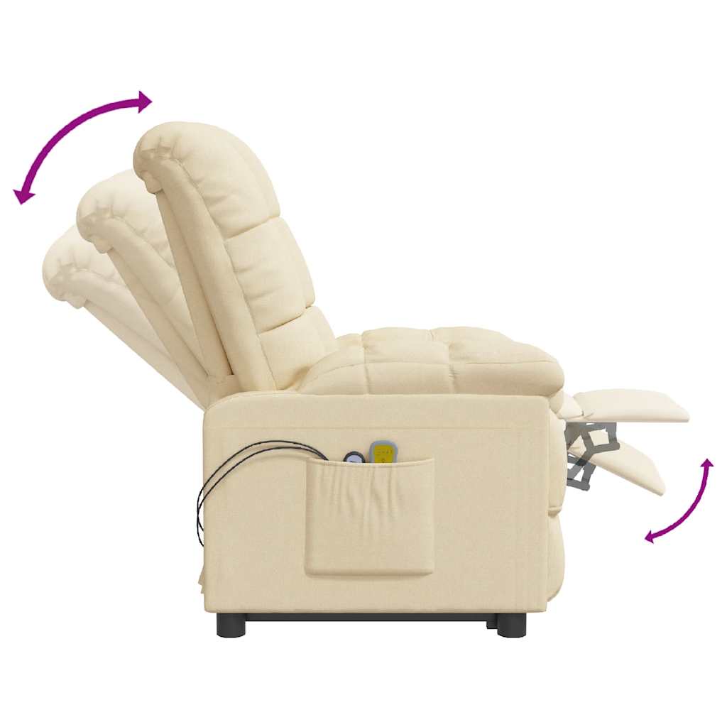 Poltrona elevatória de massagens elétrica tecido creme