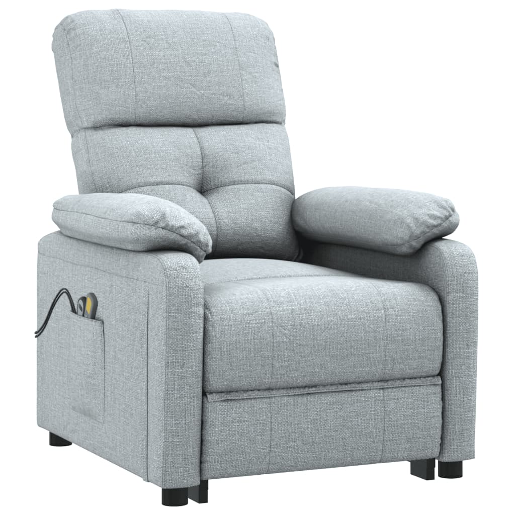 Poltrona de massagens elétrica tecido cinzento-claro