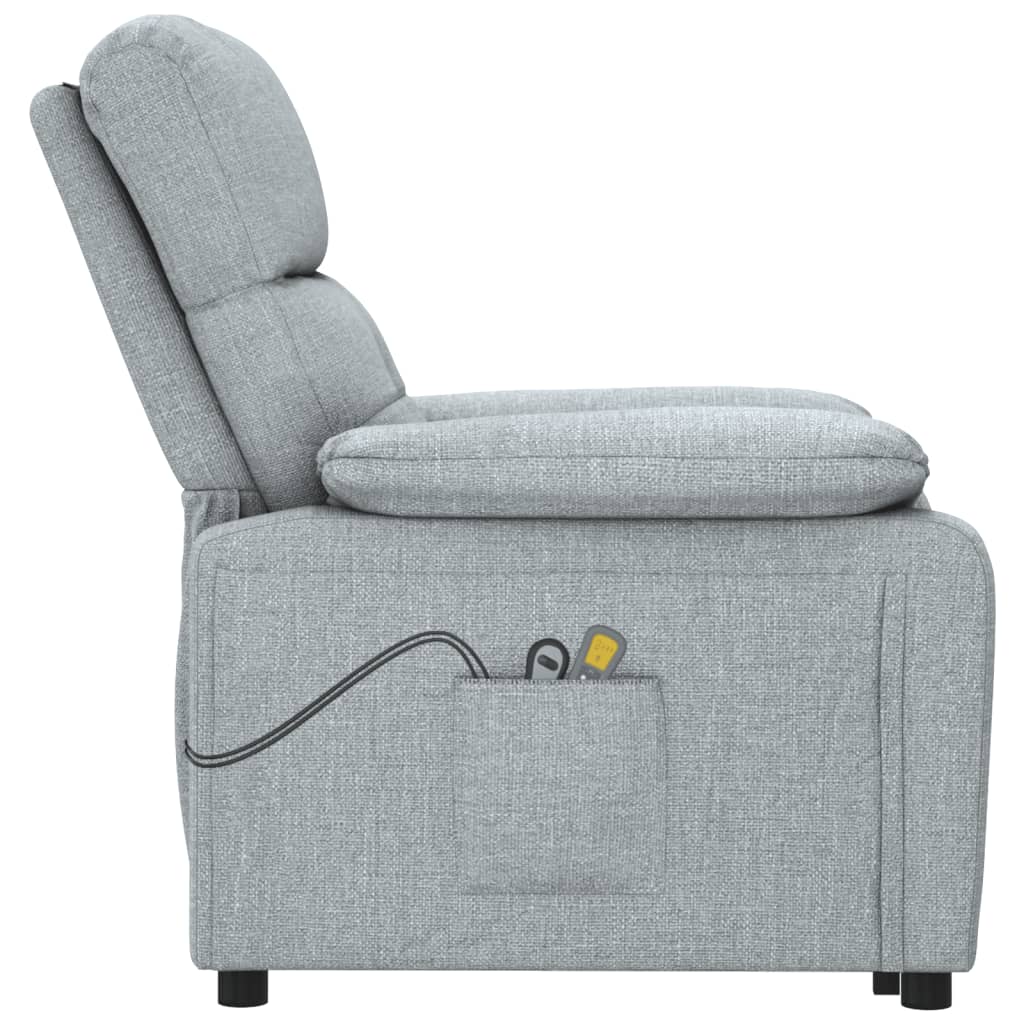 Poltrona de massagens elétrica tecido cinzento-claro