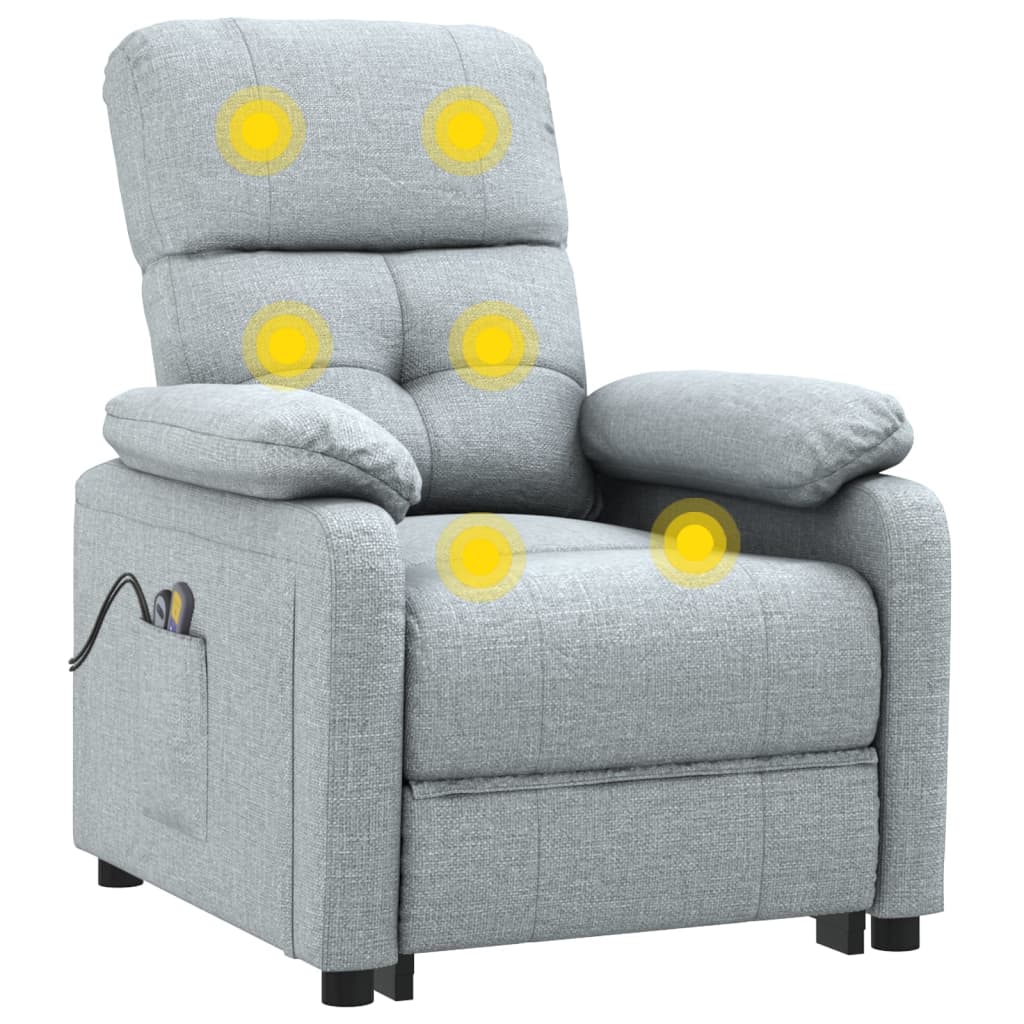 Poltrona de massagens elétrica tecido cinzento-claro