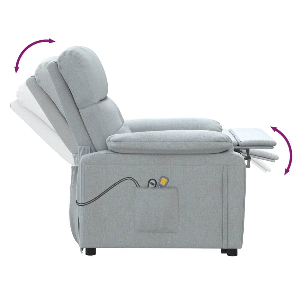 Poltrona de massagens elétrica tecido cinzento-claro