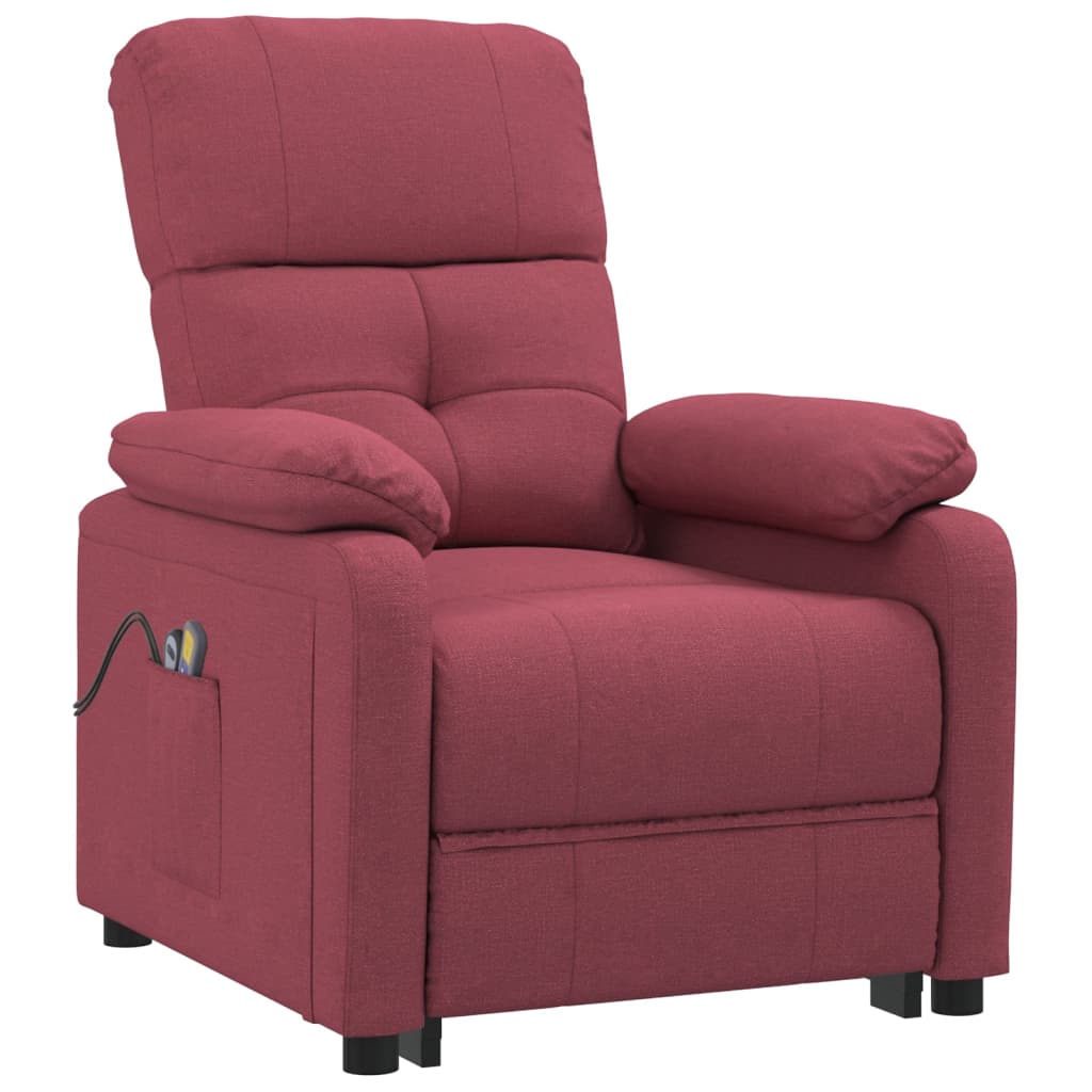 Poltrona de massagens elétrica reclinável tecido vermelho tinto