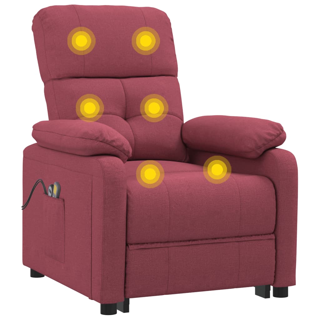 Poltrona de massagens elétrica reclinável tecido vermelho tinto