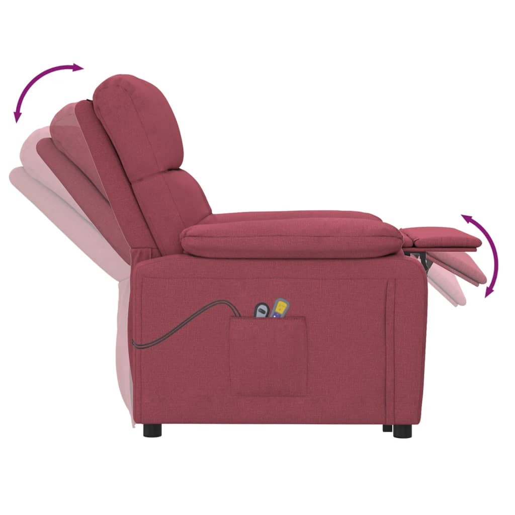 Poltrona de massagens elétrica reclinável tecido vermelho tinto