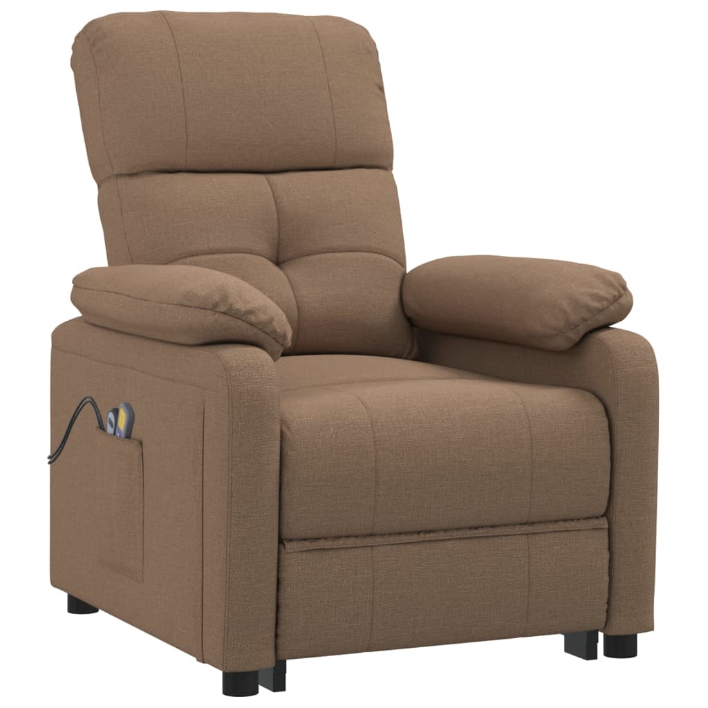 Poltrona de massagens elétrica reclinável tecido castanho