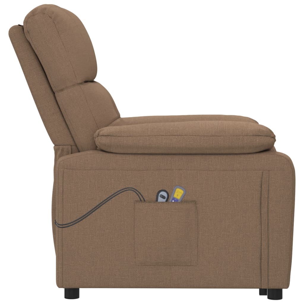 Poltrona de massagens elétrica reclinável tecido castanho