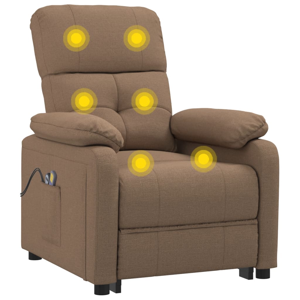 Poltrona de massagens elétrica reclinável tecido castanho