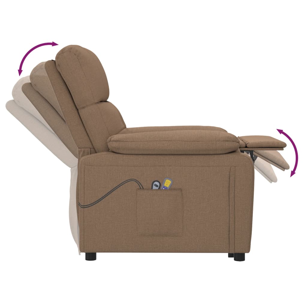 Poltrona de massagens elétrica reclinável tecido castanho
