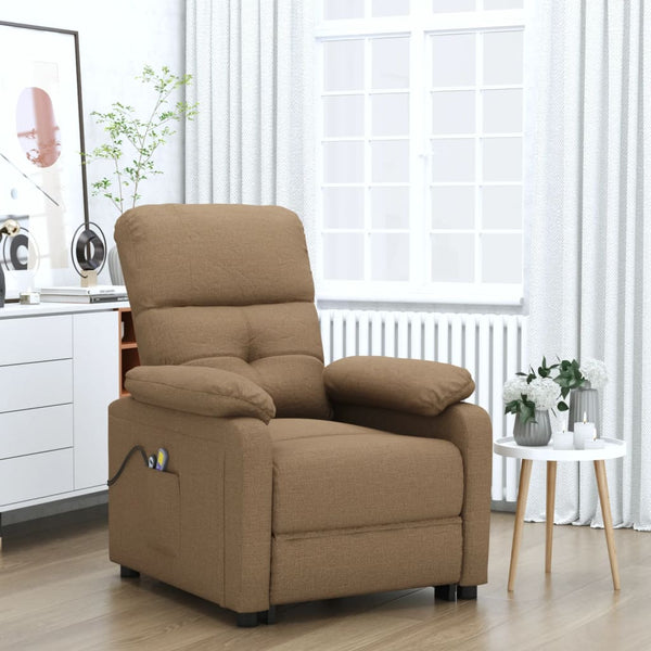 Poltrona de massagens elétrica reclinável tecido castanho