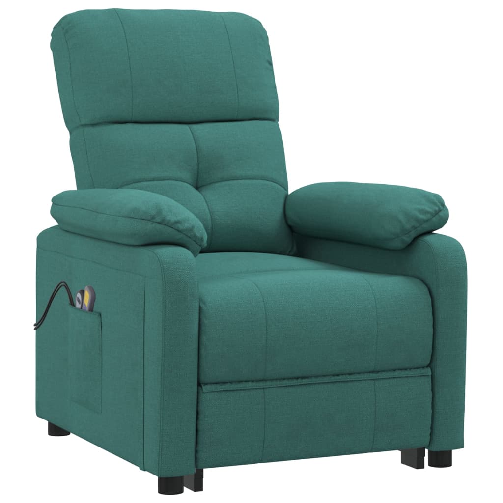 Poltrona de massagens elétrica tecido verde-escuro