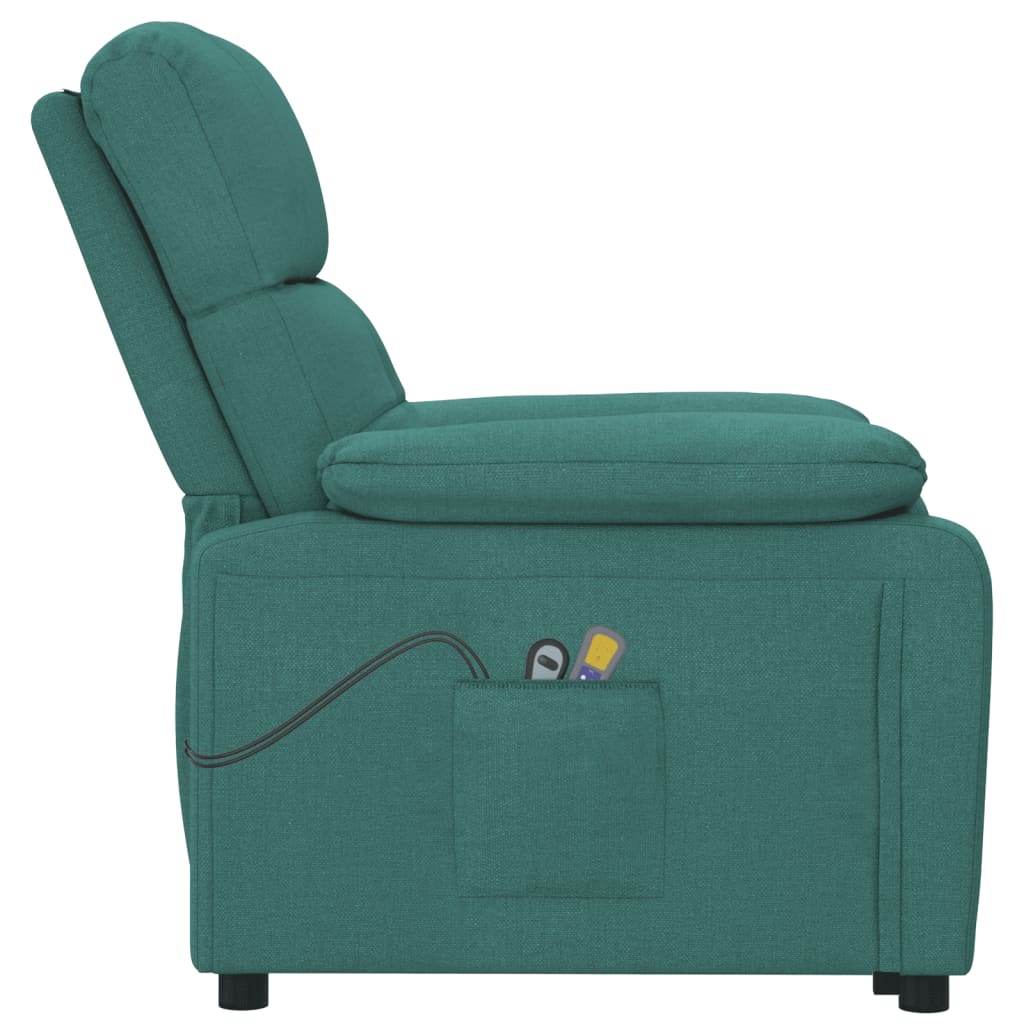 Poltrona de massagens elétrica tecido verde-escuro