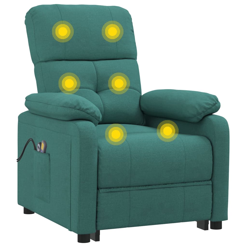 Poltrona de massagens elétrica tecido verde-escuro