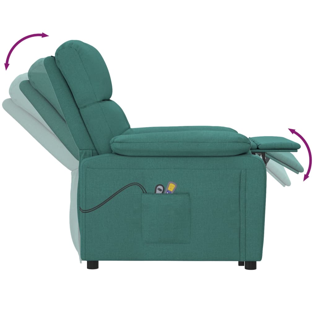 Poltrona de massagens elétrica tecido verde-escuro