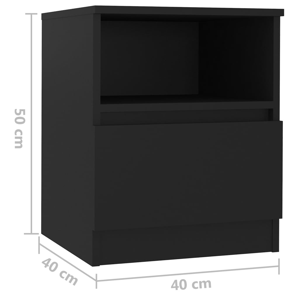 Mesas de cabeceira 2 pcs 40x40x50 cm derivados de madeira preto