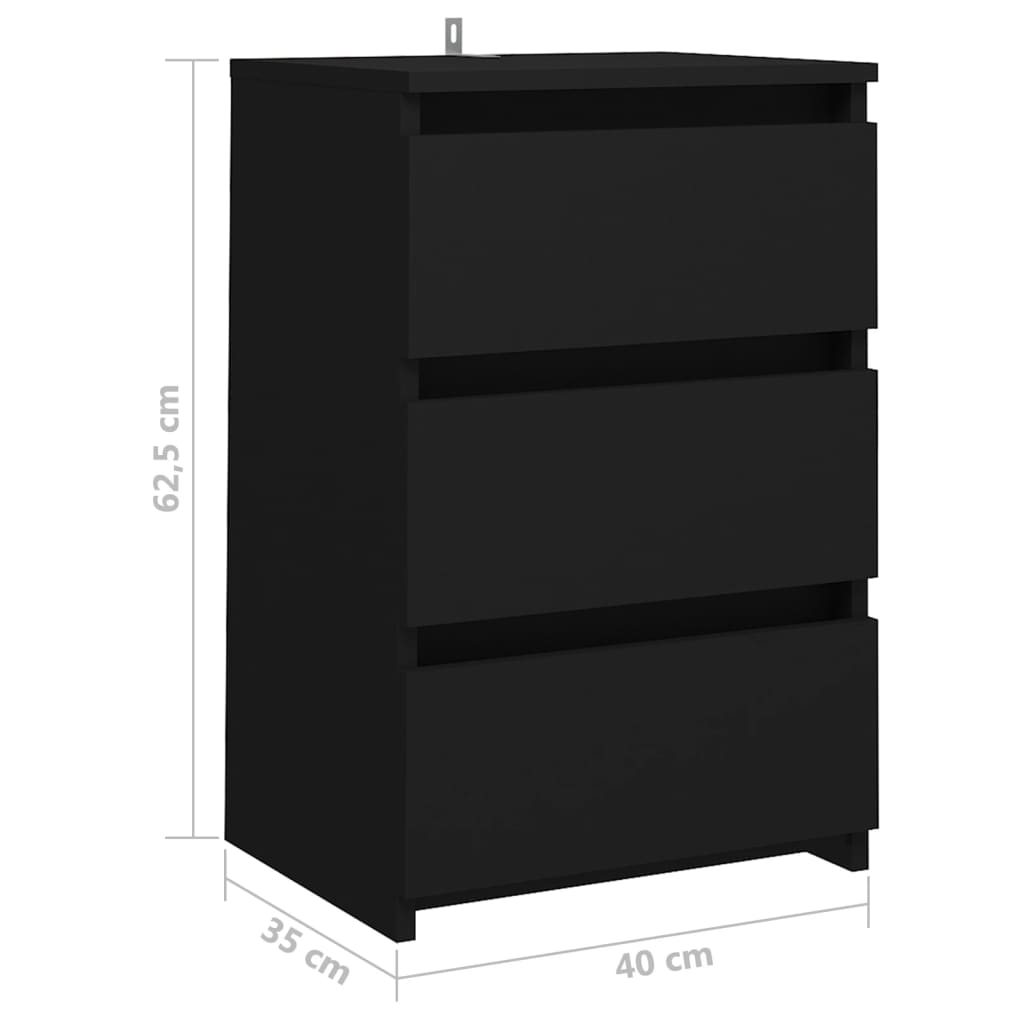 Mesas de cabeceira 2 pcs 40x35x62,5 cm derivados madeira preto