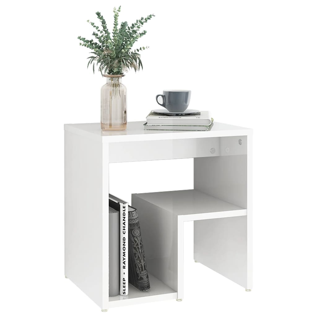Mesas de cabeceira 2 pcs derivados de madeira branco brilhante