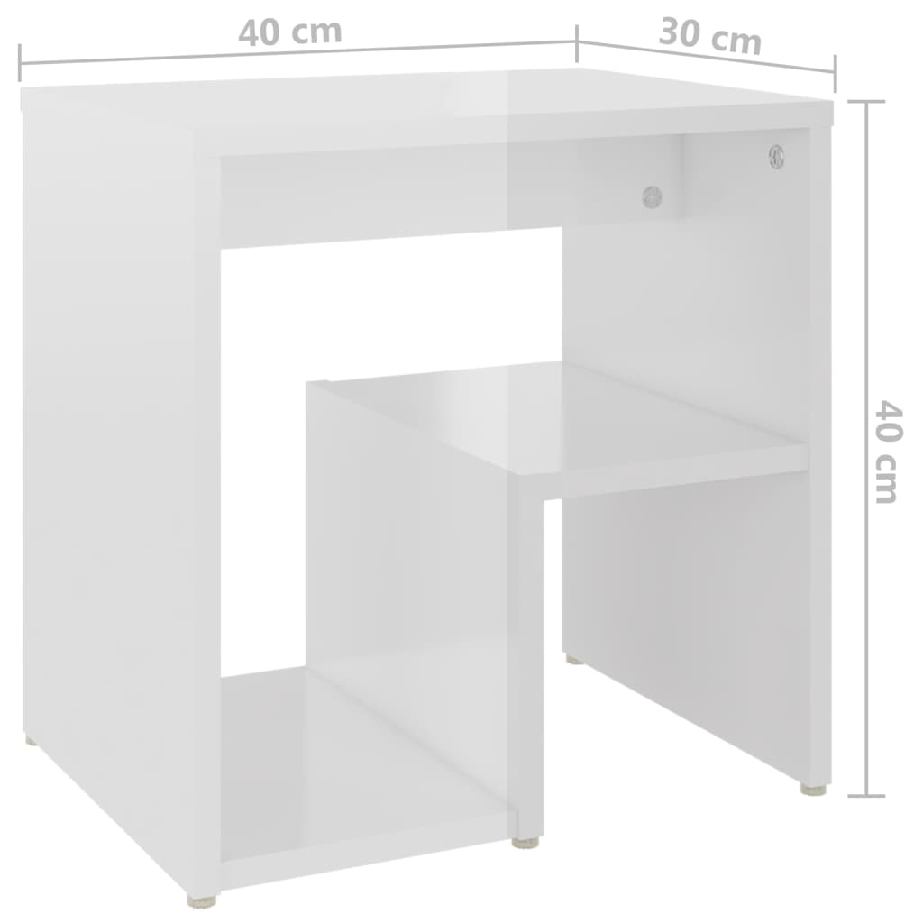 Mesas de cabeceira 2 pcs derivados de madeira branco brilhante