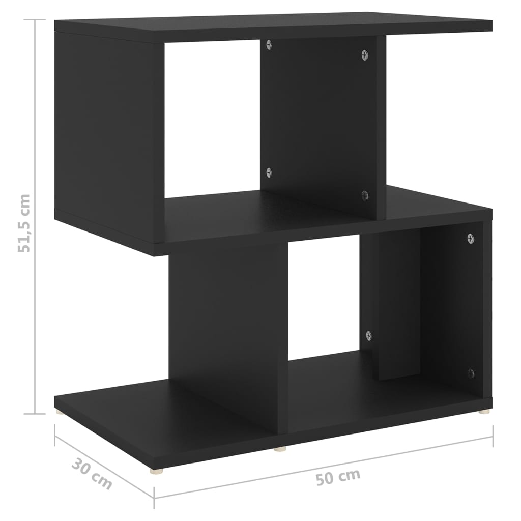Mesa de cabeceira 50x30x51,5 cm derivados de madeira preto