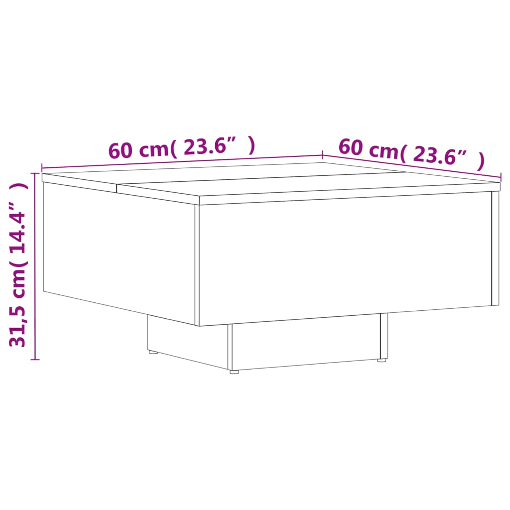 Mesa de centro 60x60x31,5 cm derivados de madeira branco