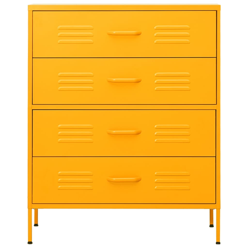 Cómoda/aparador com gavetas aço 80x35x101,5 cm amarelo mostarda