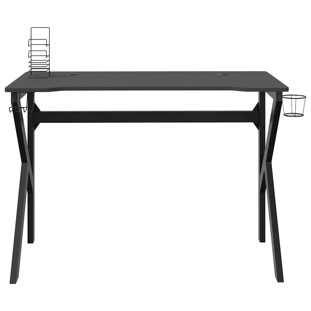 Secretária de gaming c/ pernas em forma de K 110x60x75 cm preto