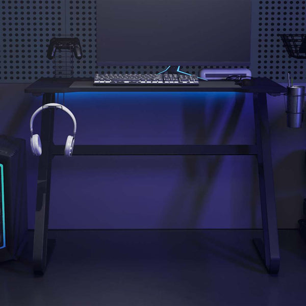 Secretária de gaming c/ pernas em forma de ZZ 110x60x75cm preto