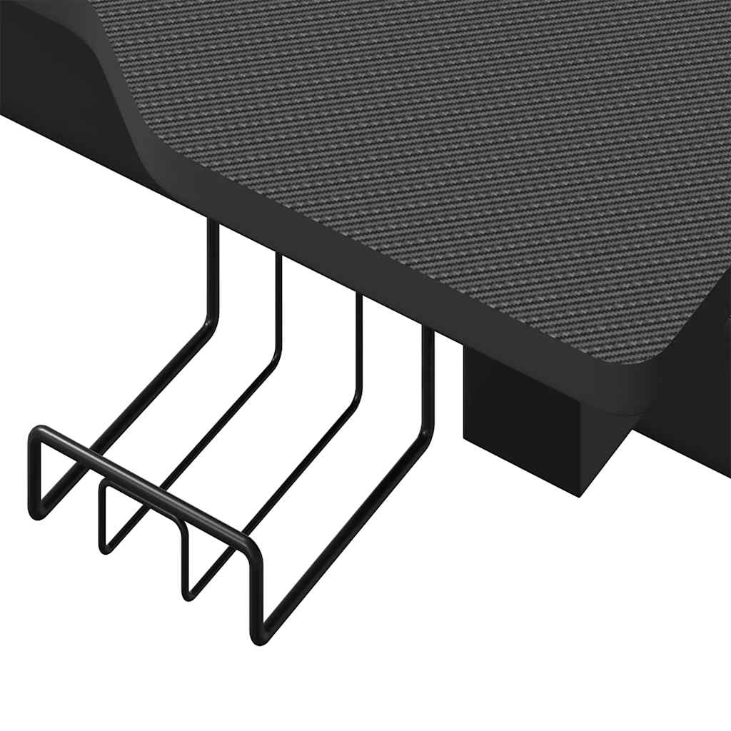 Secretária de gaming c/ luzes LED forma de Z 90x60x75 cm preto