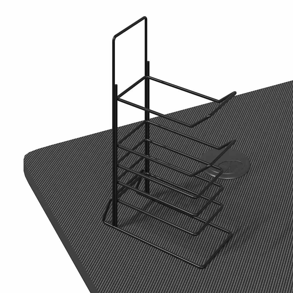 Secretária de gaming c/ luzes LED forma de Z 90x60x75 cm preto