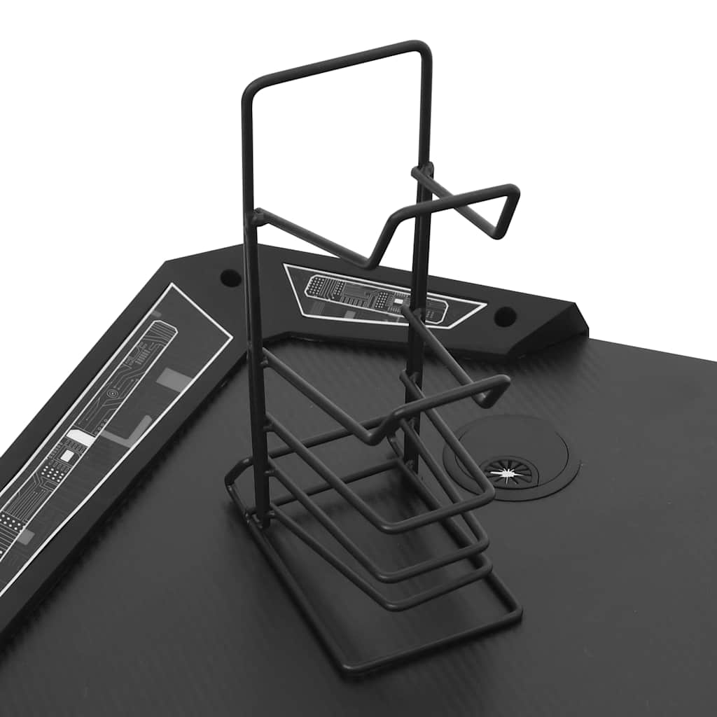 Secretária de gaming c/ luzes LED forma de Y 90x60x75 cm preto