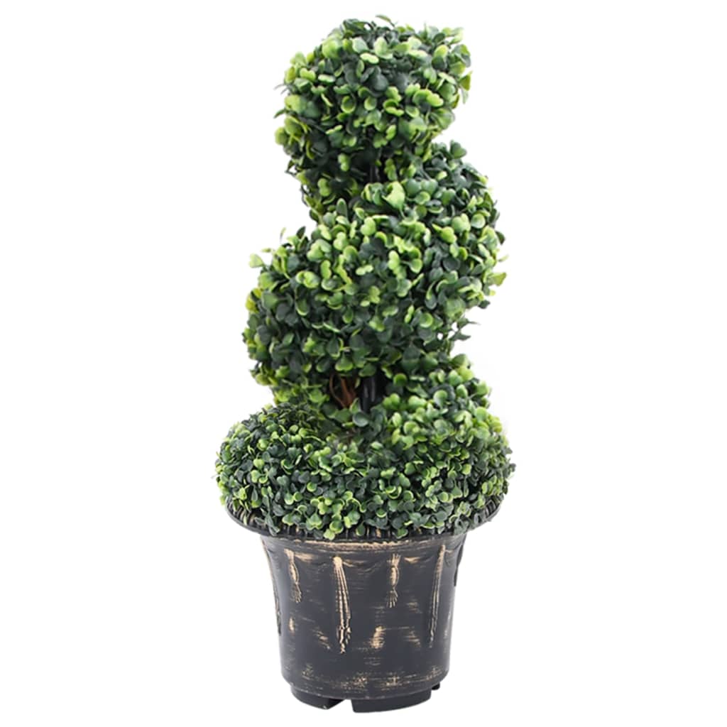 Planta artificial buxo em espiral com vaso 59 cm verde