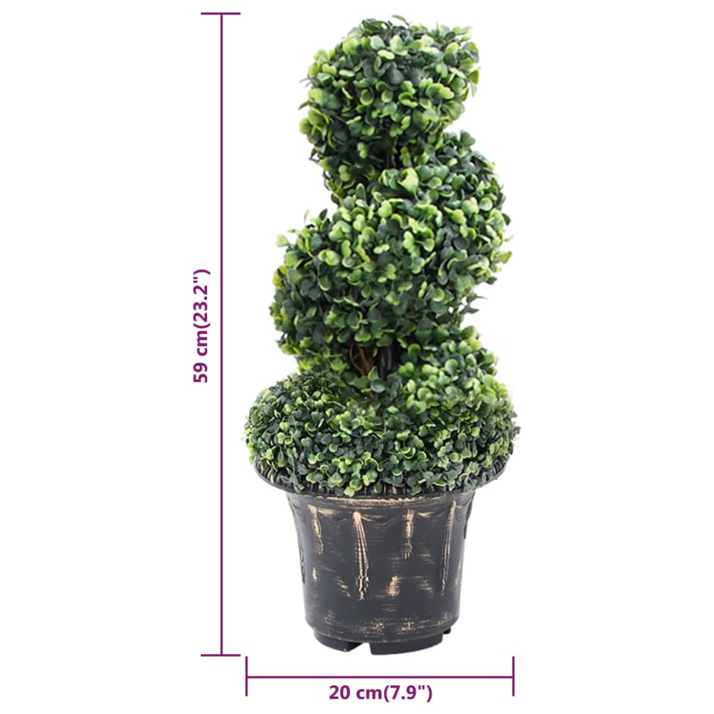 Planta artificial buxo em espiral com vaso 59 cm verde