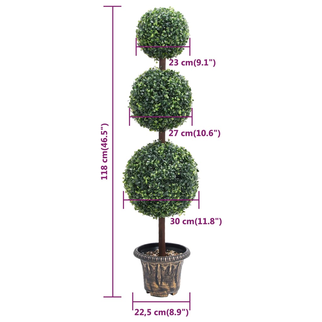 Planta artificial buxo em forma de esfera com vaso 118 cm verde