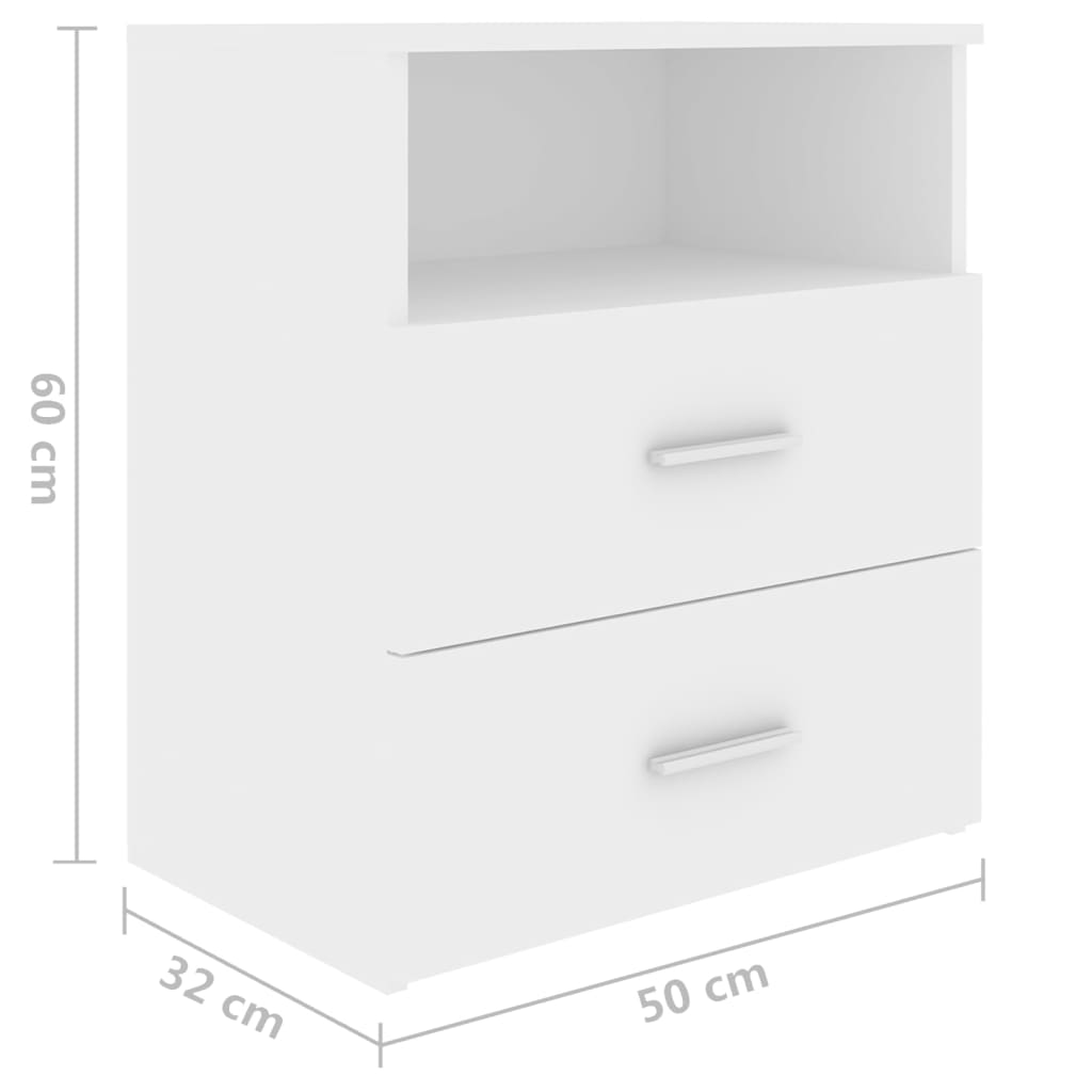 Mesas de cabeceira 2 pcs 50x32x60 cm branco